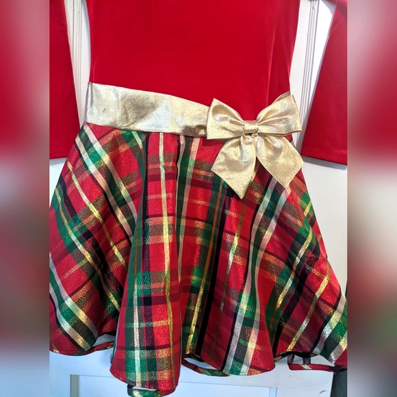 Bonnie Jean Velvet and Plaid Christmas Dress - Picture 3 of 6